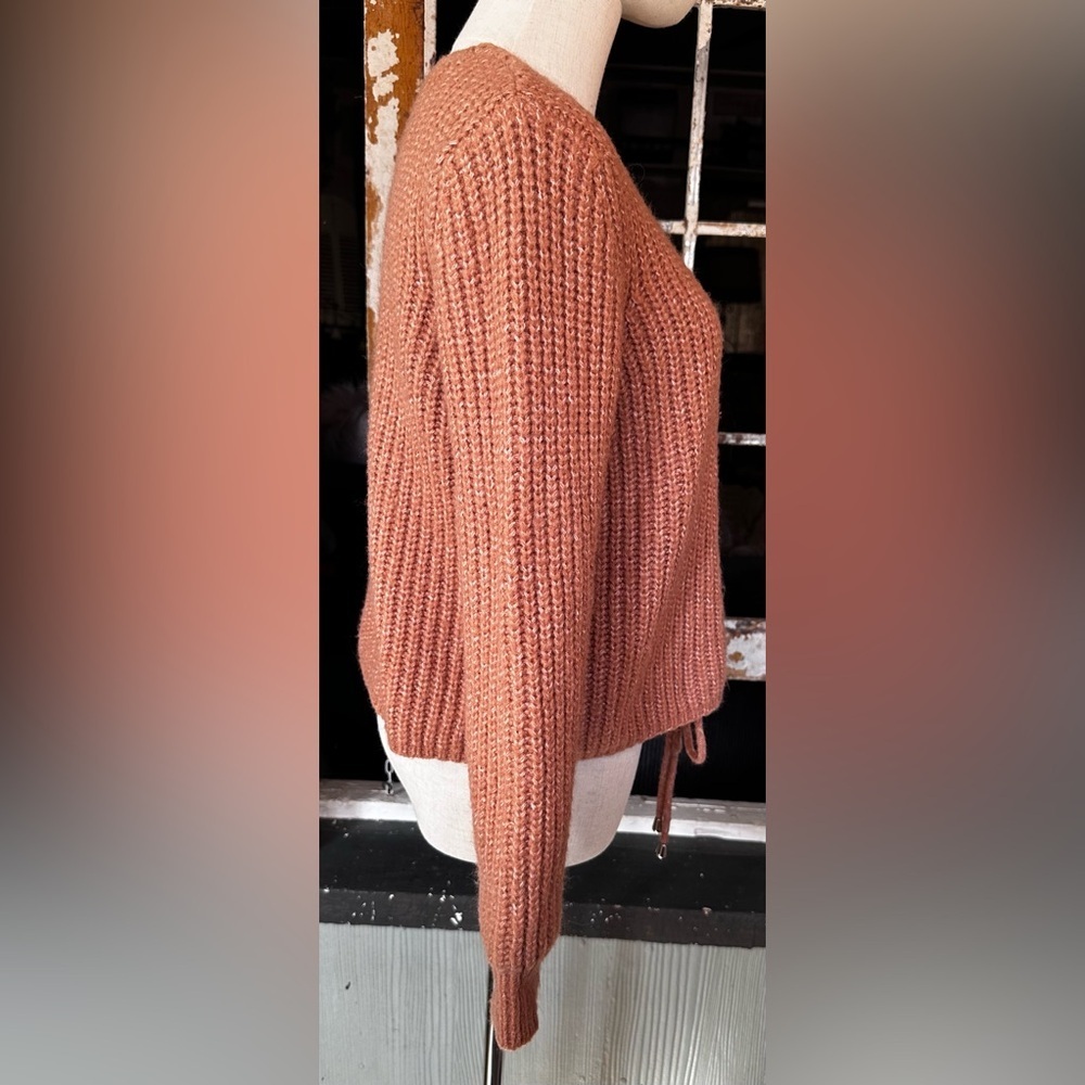 Sophie Rue Rust Chunky Knit Drawstring Hem Sweater Size M - Picture 3 of 7